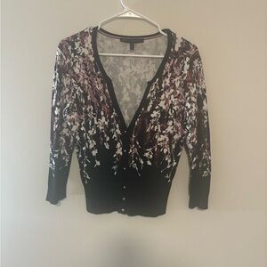 White House Black Market Sheer Cardigan with Pink Accents